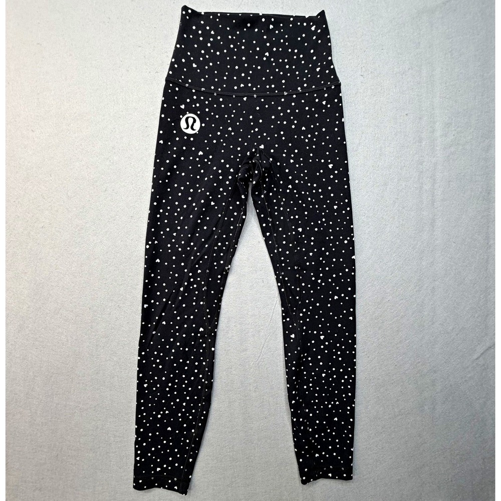 Lululemon Align No Line HR Pant 25" Heart Scatter Dot Black White LW5IXYS Size 2